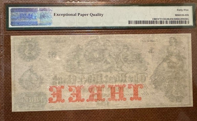 The West River Bank, Jamaica, Vermont $3 Obsolete Currency PMG 45 EPQ!