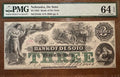 1863 $3 Bank of De Soto, Nebraska Obsolete Currency Note PMG 64!