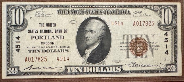 The United States National Bank of Portland 1929 Type 2 National Bank Note