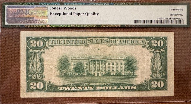 Tacoma WA  The National Bank of Tacoma $20 type 1 PMG 25 EPQ banknote