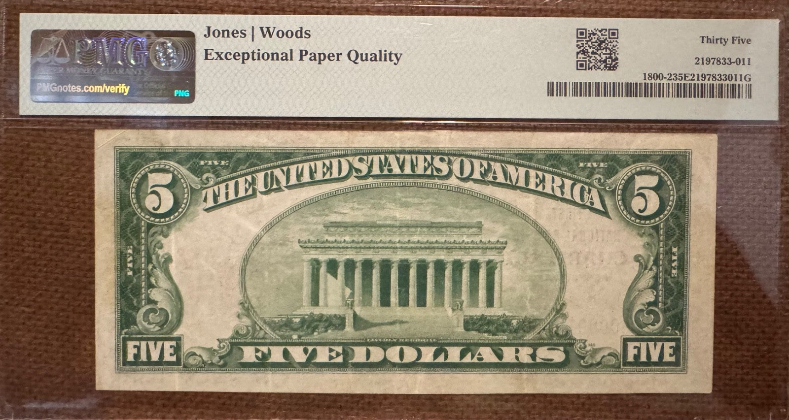 SERIAL NUMBER 1  First National Bank in Charleroi Penn. PMG 35 EPQ