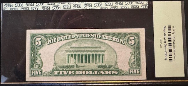 Reno Nevada FR 1800-2 1929 Type 2 PCGS 67PPQ $5 National Bank Note