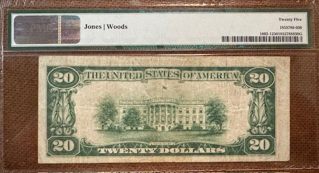 Everett WA.  The First National Bank of Everett $20 type 1 PMG 25 banknote.