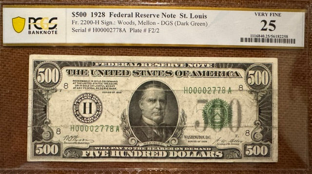 $500 Redeemable in Gold PCGS 25