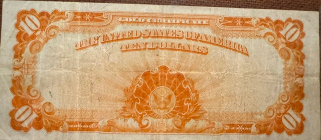 1922 $10 Gold Certificate ungraded