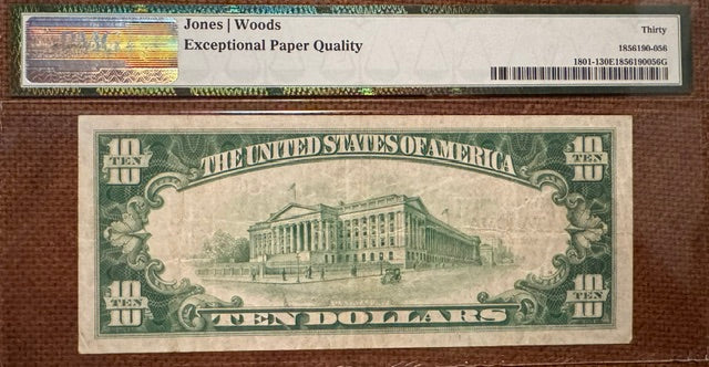 Tacoma WA.  The National Bank of Tacoma $10 PMG 30 EPQ!